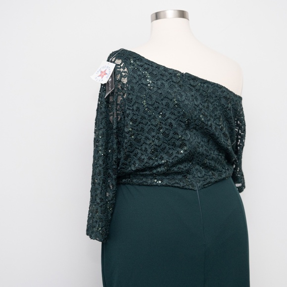 Betsy & Adam -  Lace-Top Asymmetric Long Dress - Picture 11 of 14